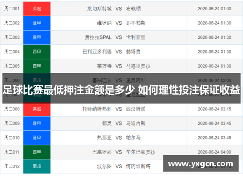 足球比赛最低押注金额是多少 如何理性投注保证收益